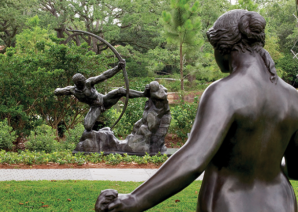 Sculptures in outdoor garden 